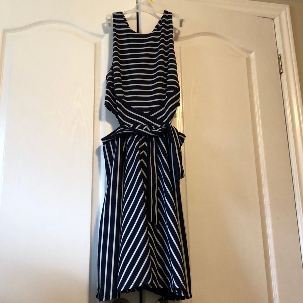 Summer striped dress with side cut outs